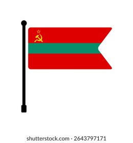 Bandeira da Transnístria. Design de ícone de ilustração de vetor da bandeira da Transnístria. Ícone do sinalizador de polo.
