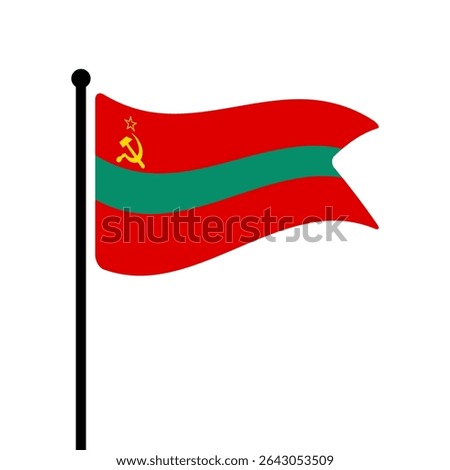 Flag of Transnistria. Transnistria flag vector illustration icon design. Fluttering flagpole flag.