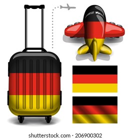 Flag Travel Luggage Trolley Bag & Plane Germany