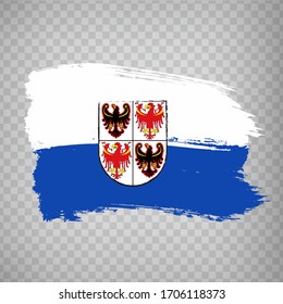 Flag of  Trentino Alto Adige from brush strokes. Italian Republic. Flag of Trentino Alto Adige on transparent background for your web site design, logo, app, UI. Stock vector.  EPS10.