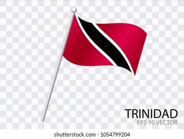 Flag of TRINIDAD with flag pole waving in wind.Vector illustration