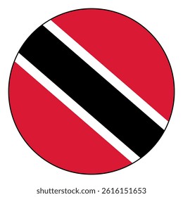 Flag of Trinidad and Tobago. Black edge. Trinidad and Tobago circle flag logo icon computer vector illustration design.