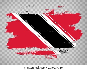 Flag Trinidad and Tobago brush stroke background.  Flag of  Trinidad and Tobago on transparent backrgound for your web site design, app, UI.  Stock vector. EPS10.