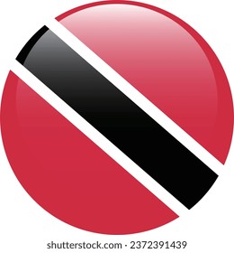Flag of Trinidad and Tobago. Button flag icon. Standard color. Circle icon flag. 3d illustration. Computer illustration. Digital illustration. Vector illustration.