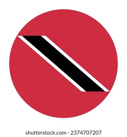 Bandera de Trinidad y Tobago. Icono de indicador de botón. Color estándar. Indicador de icono de círculo. Ilustración del equipo. Ilustración digital. Ilustración vectorial.