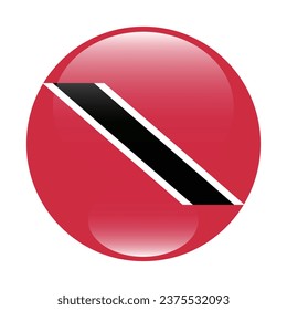 Flag of Trinidad and Tobago. Button flag icon. Standard color. Circle icon flag. 3d illustration. Computer illustration. Digital illustration. Vector illustration.