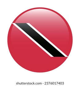 Flag of Trinidad and Tobago. Button flag icon. Standard color. Circle icon flag. 3d illustration. Computer illustration. Digital illustration. Vector illustration.