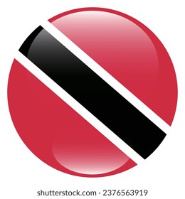Bandera de Trinidad y Tobago. Icono de indicador de botón. Color estándar. Indicador de icono de círculo. 3 quinquies ilustración. Ilustración del equipo. Ilustración digital. Ilustración vectorial.