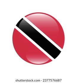 Bandera de Trinidad y Tobago. Icono de indicador de botón. Color estándar. Indicador de icono de círculo. 3 quinquies ilustración. Ilustración del equipo. Ilustración digital. Ilustración vectorial.