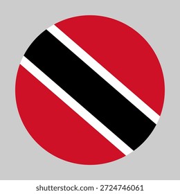 Bandera de Trinidad y Tobago en forma circular con proporciones precisas y colores oficiales. Representar la identidad nacional y el patriotismo