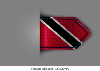 Flag of Trinidad and Tobago in the form of a glossy textured label or bookmark. Vector illustration.