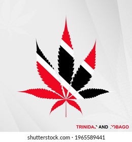 Bandera de Trinidad y Tobago en forma de hoja de marihuana. El concepto de legalización del cannabis en Trinidad y Tobago. Ilustración médica de cannabis.