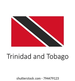 Flag of Trinidad and Tobago with name icon. Official colors and proportion correctly. National Trinidad and Tobago Flag vector. Trinidad and Tobago Flag vector illustration on white background