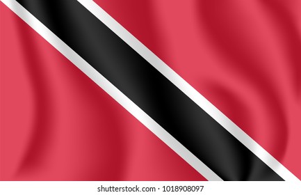 Flag of Trinidad and Tobago. Realistic waving flag of Republic of Trinidad and Tobago. Fabric textured flowing flag of Trinidad and Tobago.