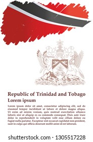 Flag of Trinidad and Tobago, Republic of Trinidad and Tobago. Template for award design, an official document with the flag of Trinidad and Tobago. Bright, colorful vector illustration.