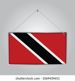 Flag of Trinidad and Tobago. The symbol of the state in the pennant hanging on the rope, 
rectangle hanging. Vector Illustration EPS10.