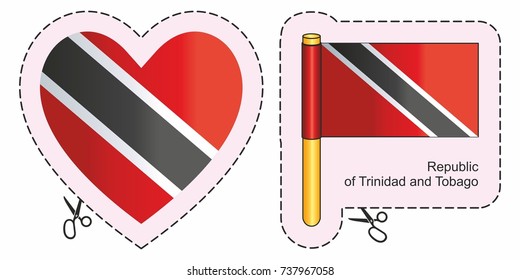 Flag of Trinidad and Tobago. Vector cut sign here, isolated on white. Can be used for design, stickers, souvenirs.