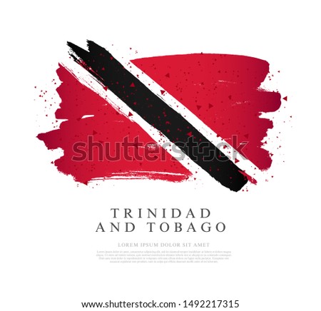 Flag of Trinidad and Tobago. Vector illustration on a white background. Brush strokes are drawn by hand. Independence Day.