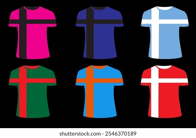 Flag T-shirt designs international. Vector template