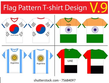 Flag T-shirt designs international. Vector template
