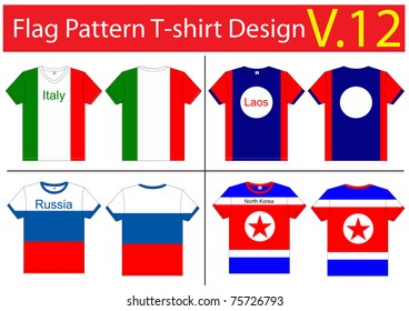 Flag T-shirt designs international. Vector template