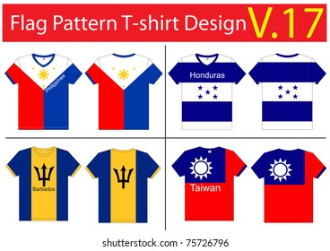 Flag T-shirt designs international. Vector template