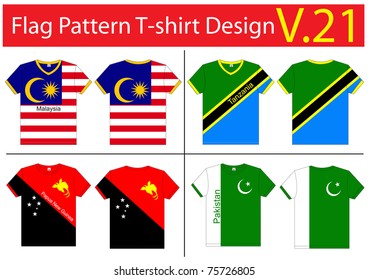 Flag T-shirt designs international. Vector template