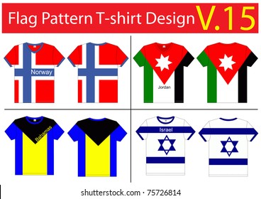 Flag T-shirt designs international. Vector template