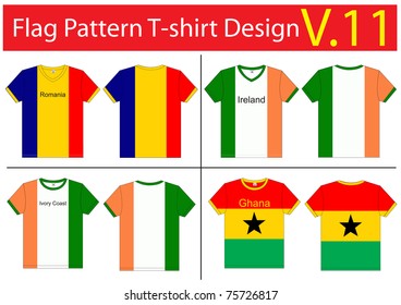 Flag T-shirt designs international. Vector template