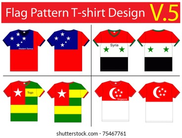 Flag T-shirt designs internationally. Vector template
