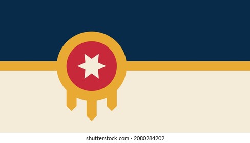 Bandera de la ciudad de Tulsa - Oklahoma - elemento gráfico del emblema de los Estados Unidos Diseño de la plantilla de ilustración
