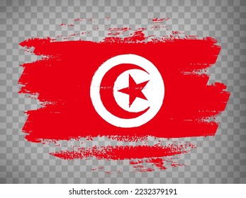 Flagge von Tunesien Pinselstrich Hintergrund.  Flag Republik Tunesien auf transparentem Hintergrund für Ihr Design, App, UI.  Stock-Vektorgrafik. EPS10.