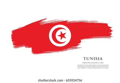 Flag of Tunisia, brush stroke background