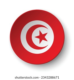 The flag of Tunisia. Button flag icon. Standard color. Circle icon flag. 3d illustration. Computer illustration. Digital illustration. Vector illustration.