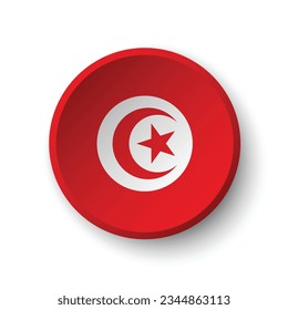 The flag of Tunisia. Button flag icon. Standard color. Circle icon flag. 3d illustration. Computer illustration. Digital illustration. Vector illustration.