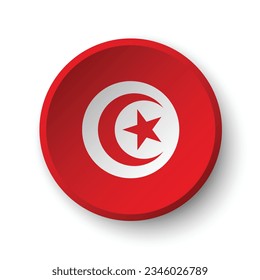 Die Flagge Tunesiens. Button-Flag-Symbol. Standardfarbe. Circle Icon Flag. 3D-Abbildung. Computergrafik. Digitale Illustration. Vektorgrafik.