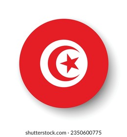 The flag of Tunisia. Button flag icon. Standard color. Circle icon flag. 3d illustration. Computer illustration. Digital illustration. Vector illustration.