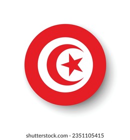 The flag of Tunisia. Button flag icon. Standard color. Circle icon flag. 3d illustration. Computer illustration. Digital illustration. Vector illustration.