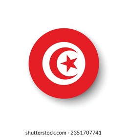The flag of Tunisia. Button flag icon. Standard color. Circle icon flag. 3d illustration. Computer illustration. Digital illustration. Vector illustration.