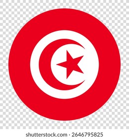 Flag of Tunisia. Tunisia circle flag logo icon computer vector illustration design. Checkerboard background.
