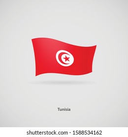 The flag of Tunisia is flying layered vector image.