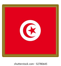 Flag of Tunisia with gold frame