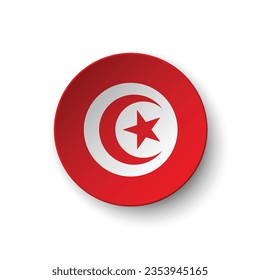 The flag of Tunisia. Flag icon. Standard color. Circle icon flag. Computer illustration. Digital illustration. Vector illustration.