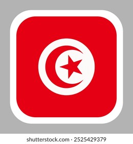 The flag of Tunisia. Flag icon. Standard color. flat vector square with rounded corners. Computer illustration. Digital illustration. Vector illustration