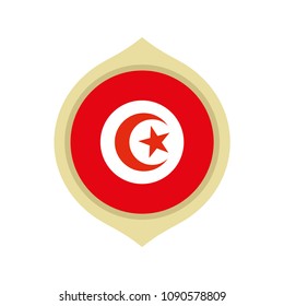 Flag of Tunisia inside a golden circle ornament
