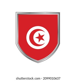 Flag of Tunisia with metal shield frame