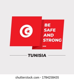 Flag of Tunisia : National flag icon with encouraging message isolated on light grey background : Vector Illustration