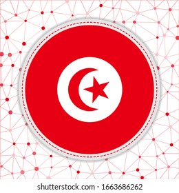Flag of Tunisia with network background. Tunisia sign. Superb vector illustration.