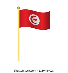 Flag of Tunisia ,Tunisia flag official colors and proportion correctly,Tunisia flag waving isolated Vector illustration eps10.