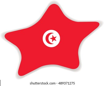 Flag of Tunisia, officially the Tunisian Republic or the Republic of Tunisia. Vector illustration of a stylized flag. Star with shadow. Element for infographics.